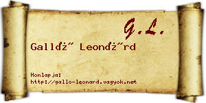 Galló Leonárd névjegykártya